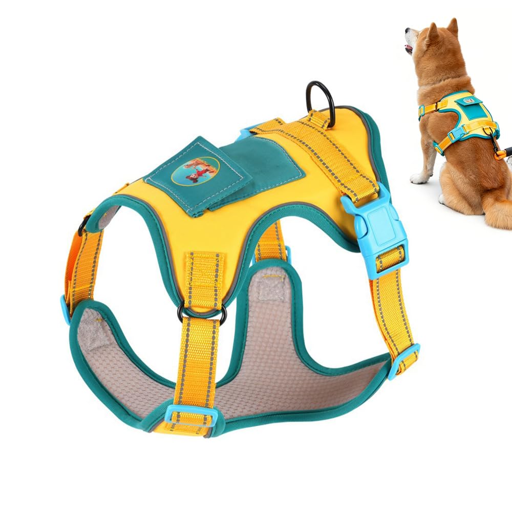 Dog Harness No Pull, Breathable Pet Harness with Small Pocket, Adjustable Dogs Vest Strap for All Breeds