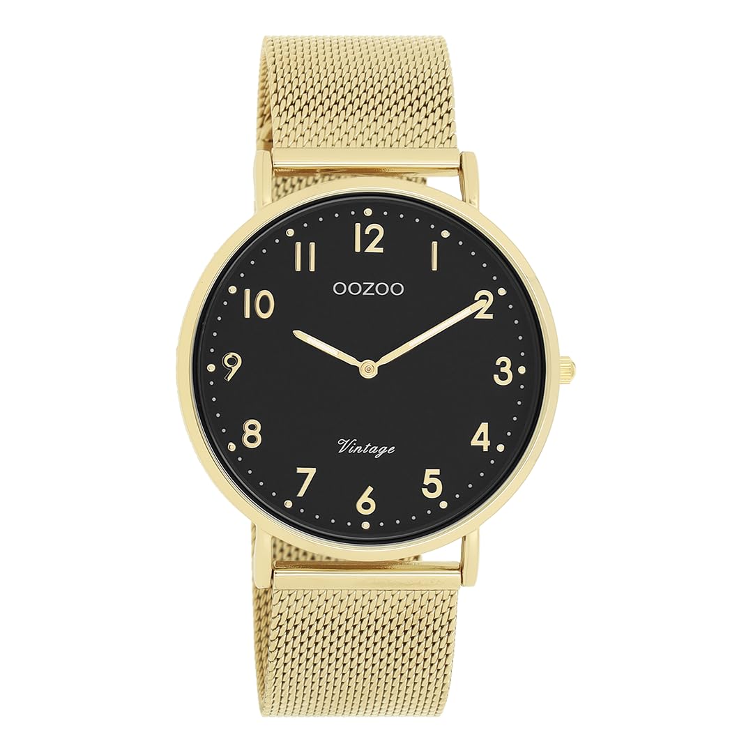 Oozoo Vintage Damen Uhr | Armbanduhr Damen mit Mesharmband | Moderne Uhr für Frauen | Edle Analog Damenuhr in rund C20340 (40mm Gehäuse)