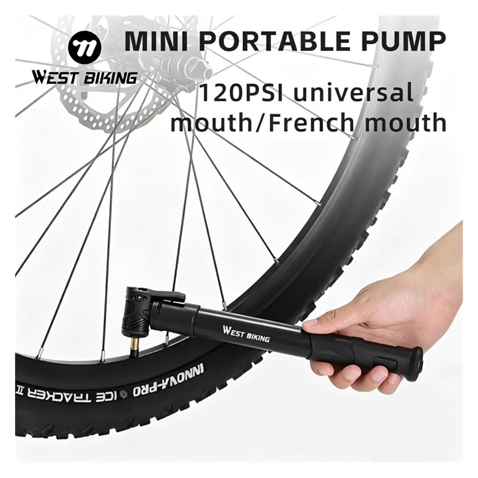 1 Stück 120 PSI leichte tragbare Fahrradpumpe mit Ratschen-Multifunktionswerkzeug, Reifenfüller passend for Schrader und Presta for die Notfallreparatur beim Radfahren(Multi-Tool Set)