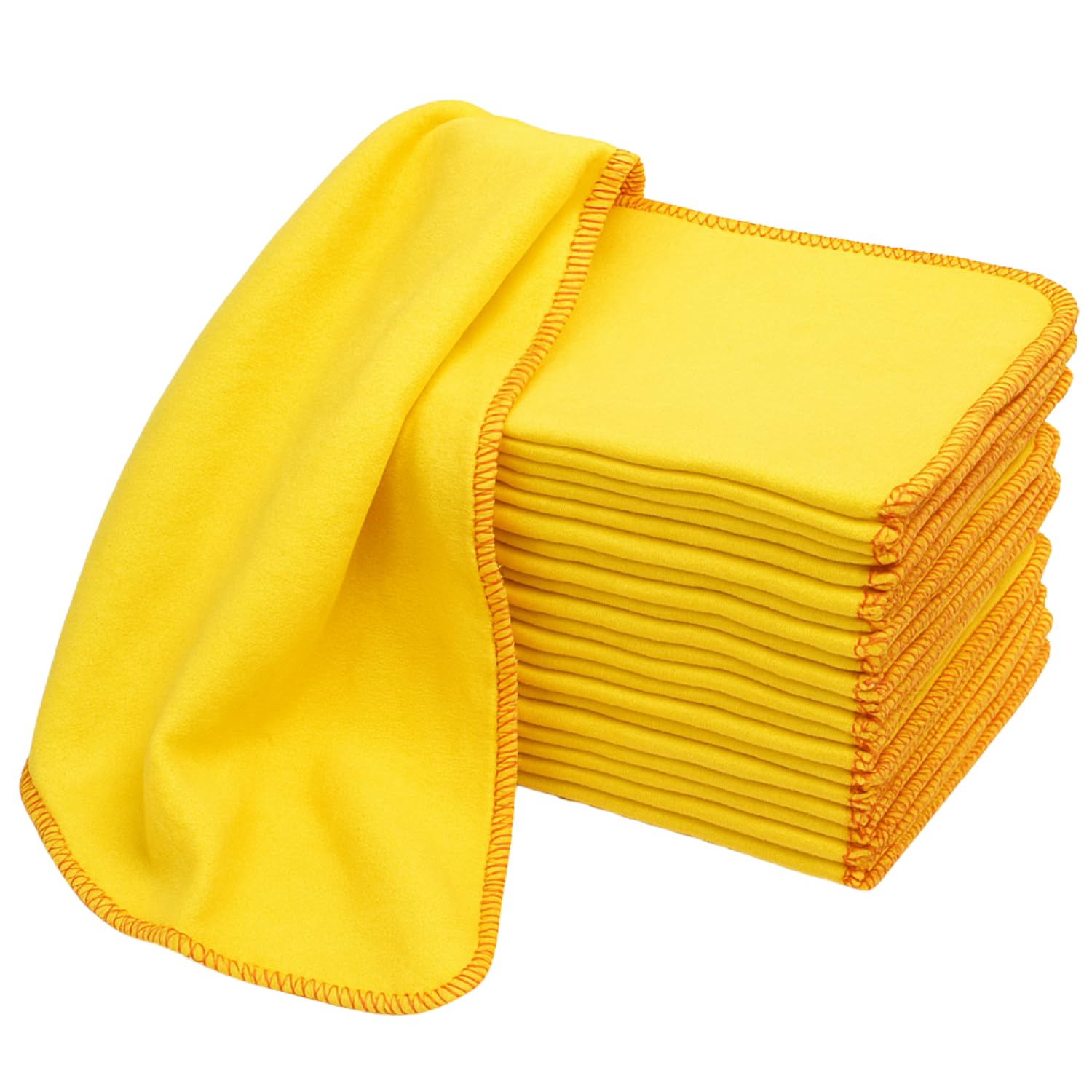 Laam linen Luxury Quality Large Strong Yellow Dusters Household Cleaning Polishing Dusting Cloth 100% Cotton Ideal Use for Cleaning Purpose (35x45cm (pack of 8))