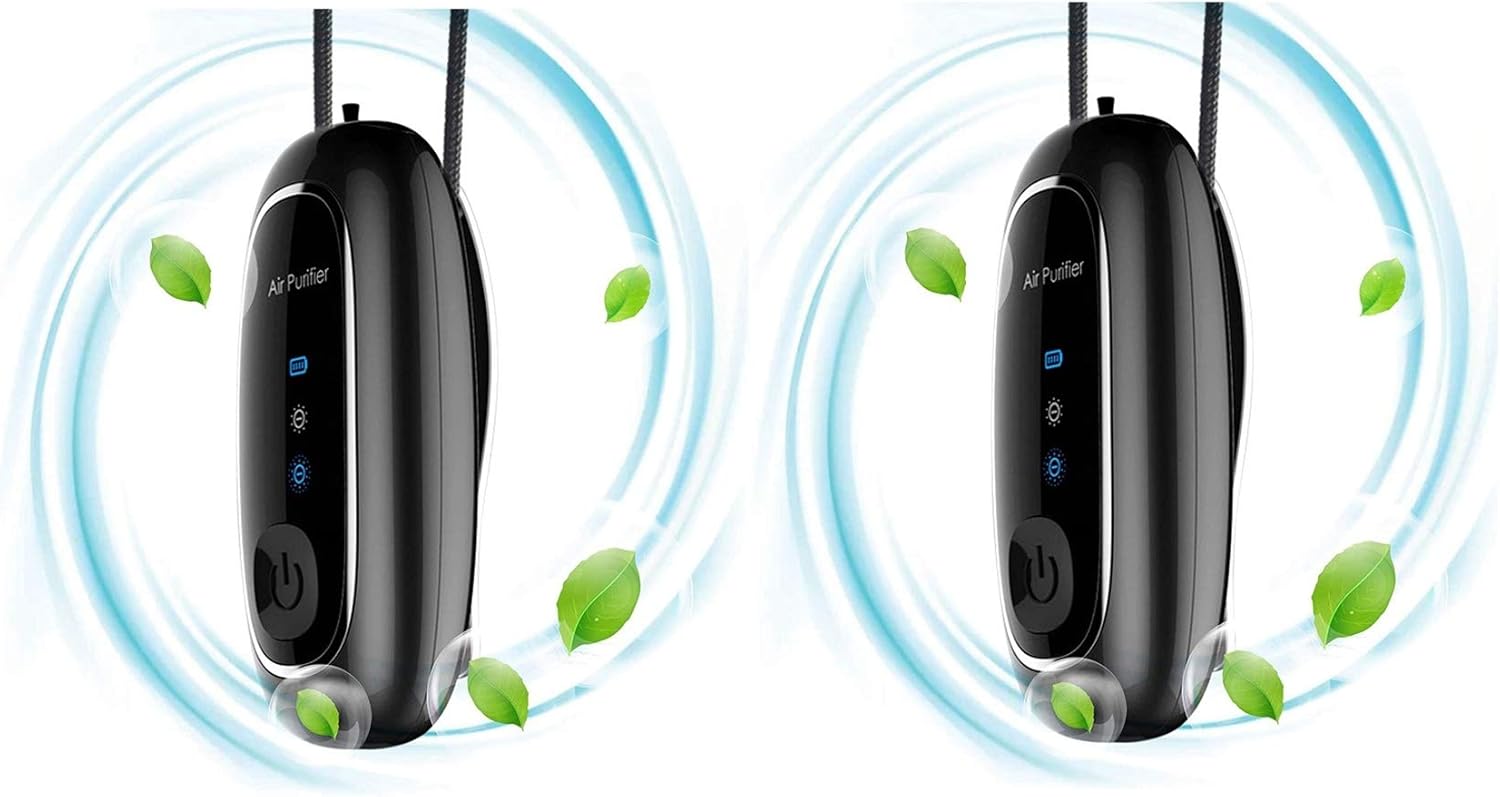 AID Paquete de 2 Purificador de PortáTil, Purificador de Personal Alrededor Cuello, Purificador de de TamañO de Viaje Negro