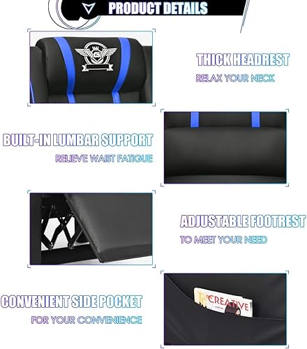 Miniatura 28 de DORTALA Silla de masaje para adultos, sofá reclinable ajustable con reposapiés y función de masaje, reclinable ajustable para sala de estar, asiento