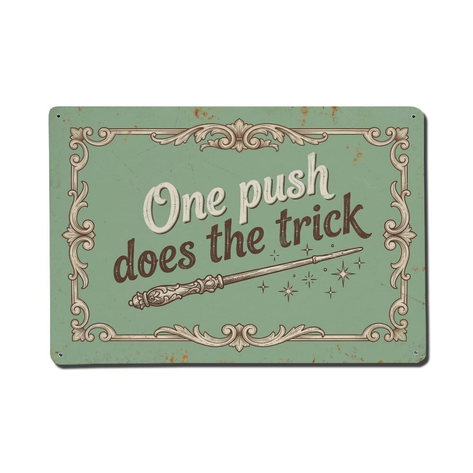 Olhnbad Style One Push Does The Trick Toilet Humor Farmhouse Metal Tin Sign
