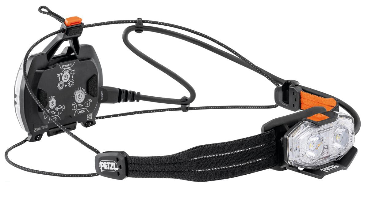 PETZL NAO LT Stirnlampe, leicht, wiederaufladbar, 600 Lumen, Orange