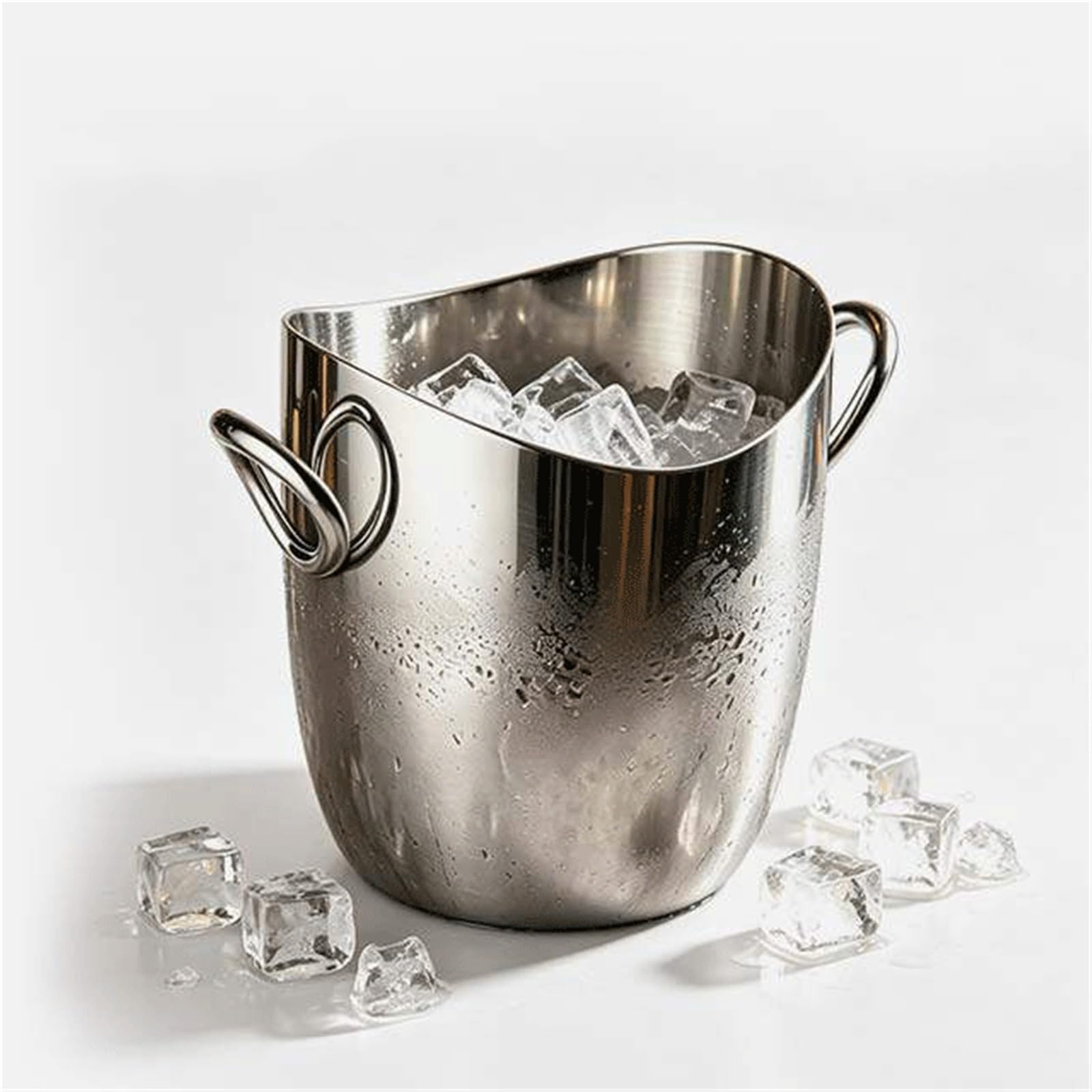 DengxiaoqingOZ Cubo de champán Cubitera de Acero Inoxidable con Dos Asas for Fiestas Cubo/Enfriador de Bebidas(Pequeño)