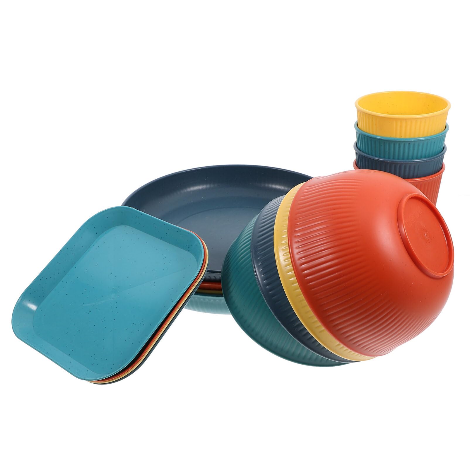 SOLUSTRE 1set Unbreakable Dinnerware Set Camping Plates Bowls Cups Lightweight Material for Outdoor Bbqs Parties Rv Use