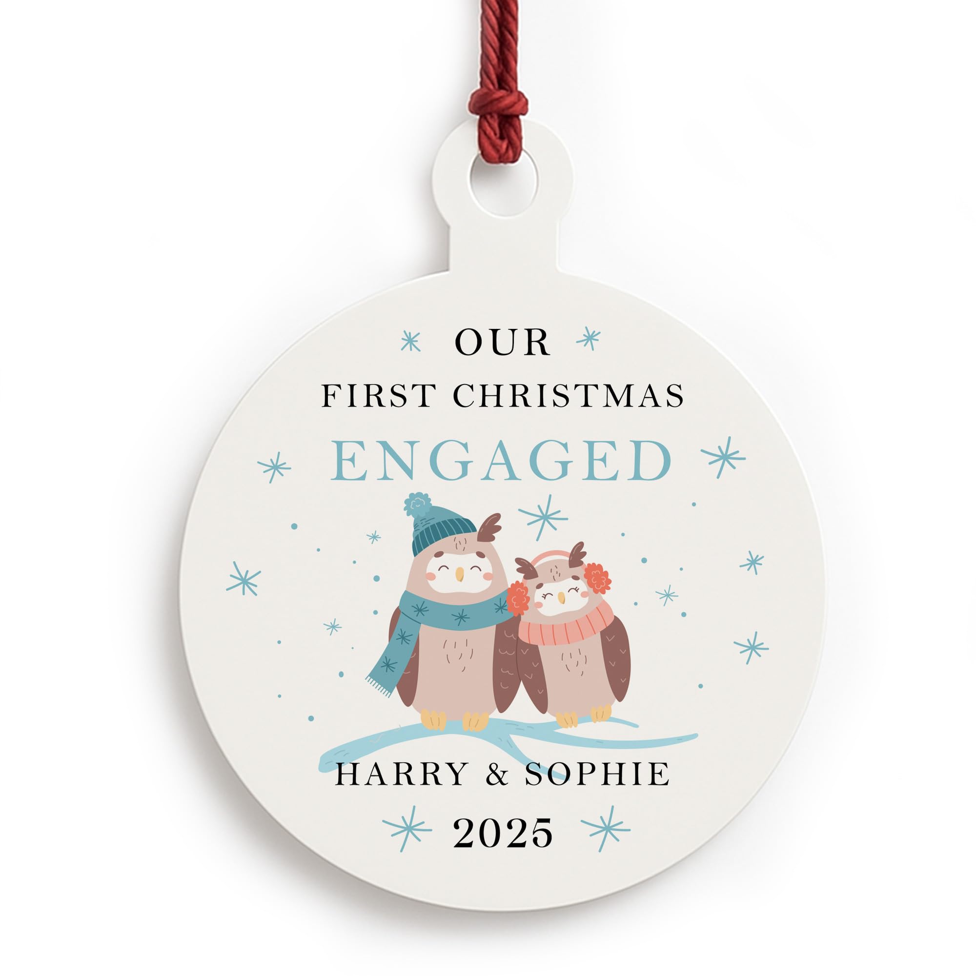 Red Ocean Our First Christmas Engaged Personalised Tree Decoration For Couple Boyfriend Girlfriend Fiance Engagement Bauble Keepsake