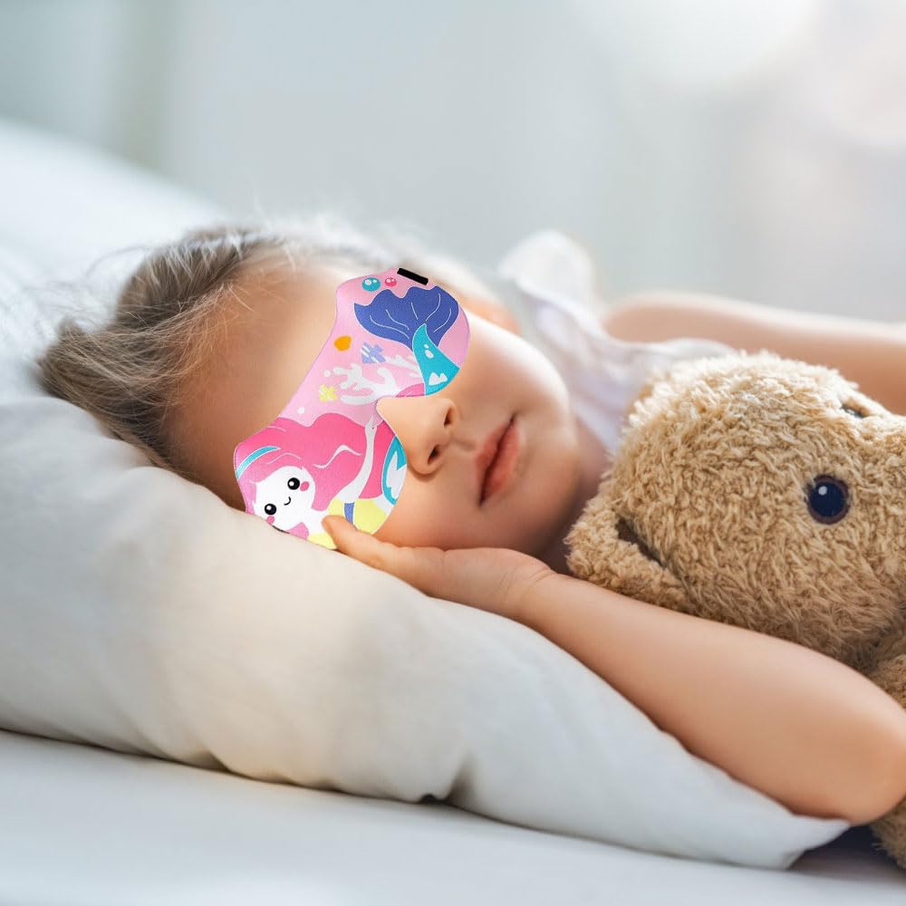 Maschera per Dormire per Bambini, Maschere per Dormire, 2 Pezzi Maschera per Dormire 3D per Bambini, Mascherina per Dormire Morbida con Cinturino Regolabile per Pisolino, Viaggio, Campeggio