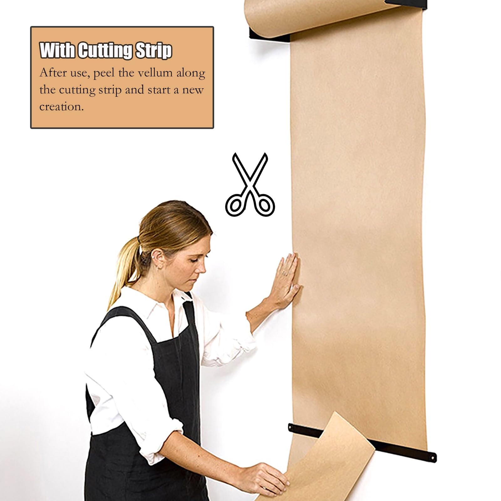 Distributeur Papier Kraft Mural 127 67 97 37 Cm, Coupe-Rouleau De Papier pour Cuisine/Salle Bricolage, Rouleau Papier Kraft avec Barre(37cm/14.6in)