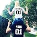 Parejas Camiseta King Queen T-Shirt 100% Algodón Shirts Impresión 01 2 Piezas...