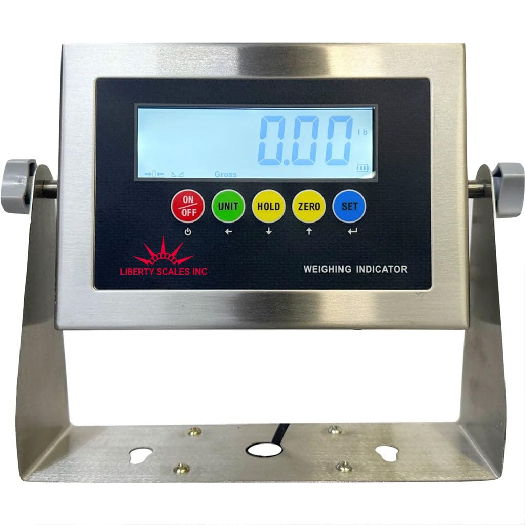 Liberty LS-7512-SS-C Stainless Steel Digital Weighing Indicator – LCD Display, Gross/Tare/Zero Functions, kg/lb Switching – Print Function for Bench & Floor Scales