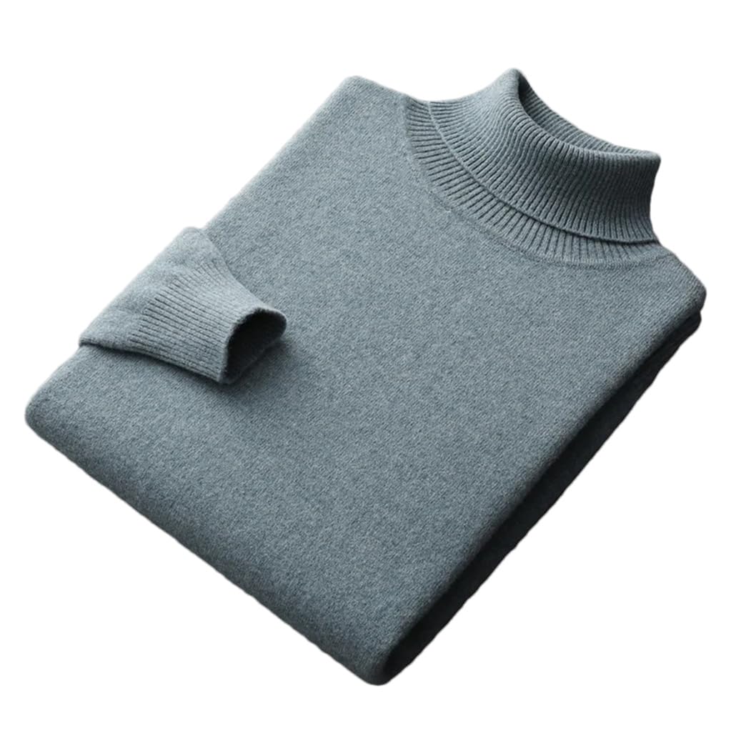 Suéter de lana de cuello alto para hombre, manga larga, básico, cálido, de negocios, casual, de punto