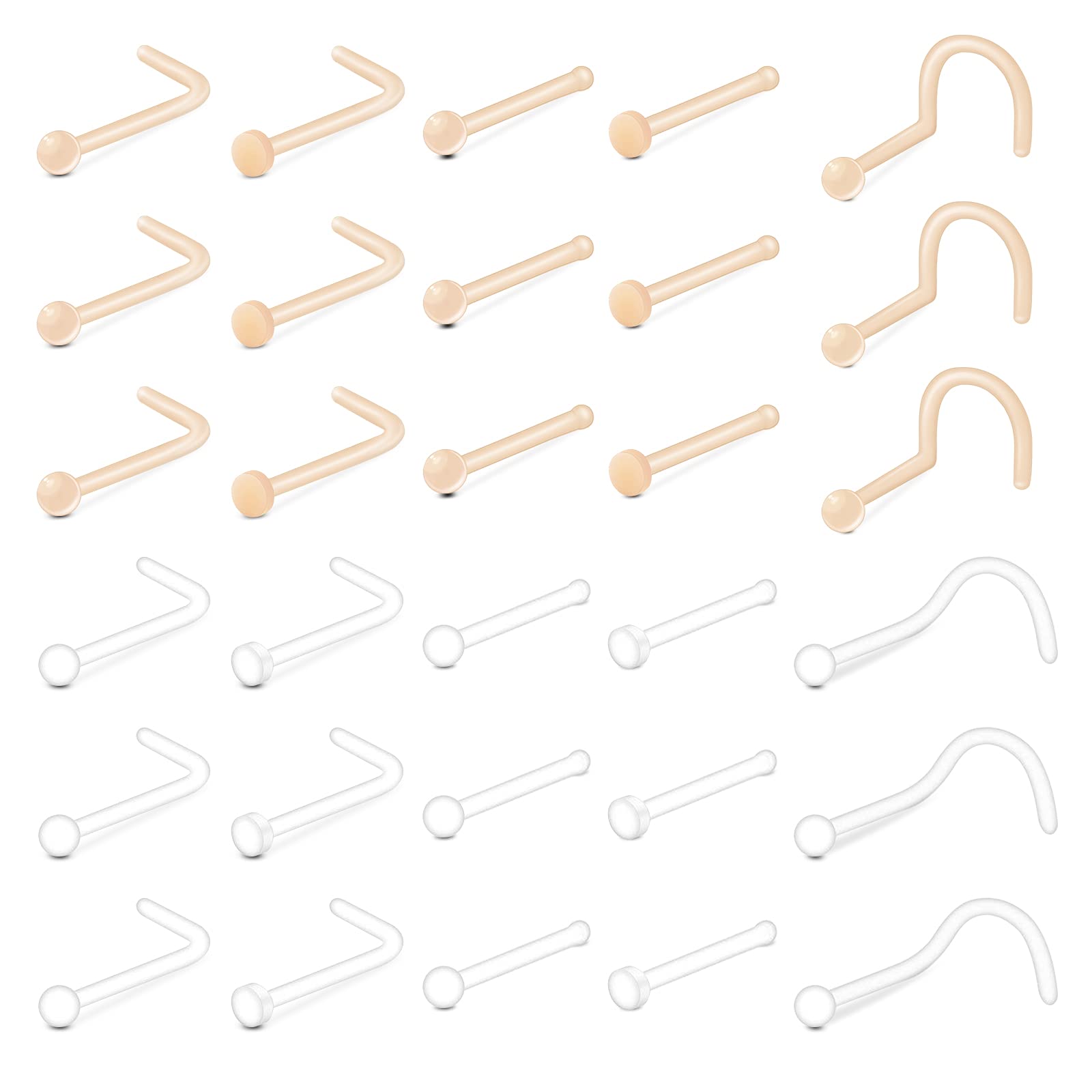 Buy 18g 20g Clear Nose Studs Small Nose Rings Retainer for Work Surgery