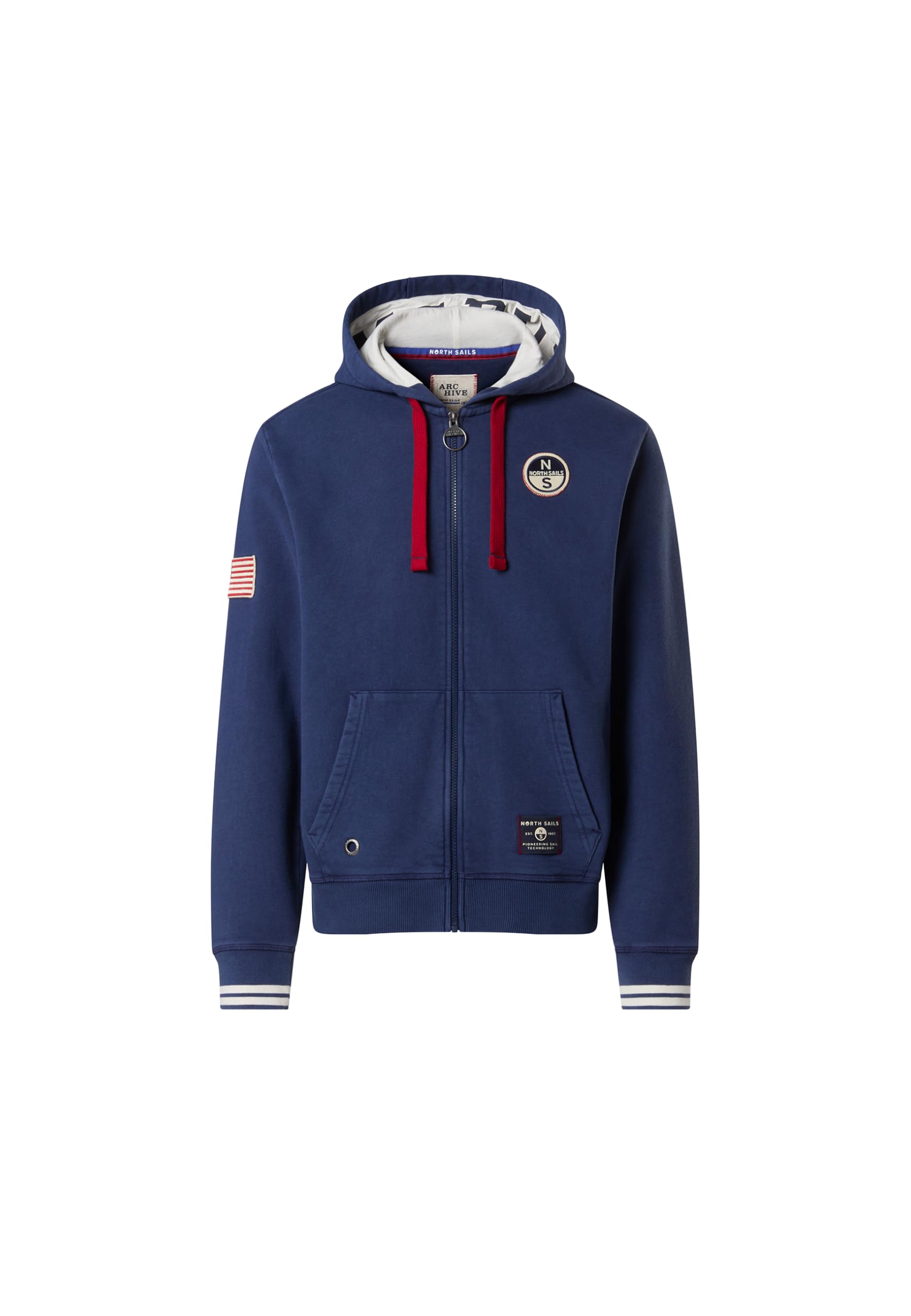 NORTH SAILS Felpa Hoodie Uomo Archive in Cotone Organico con Zip
