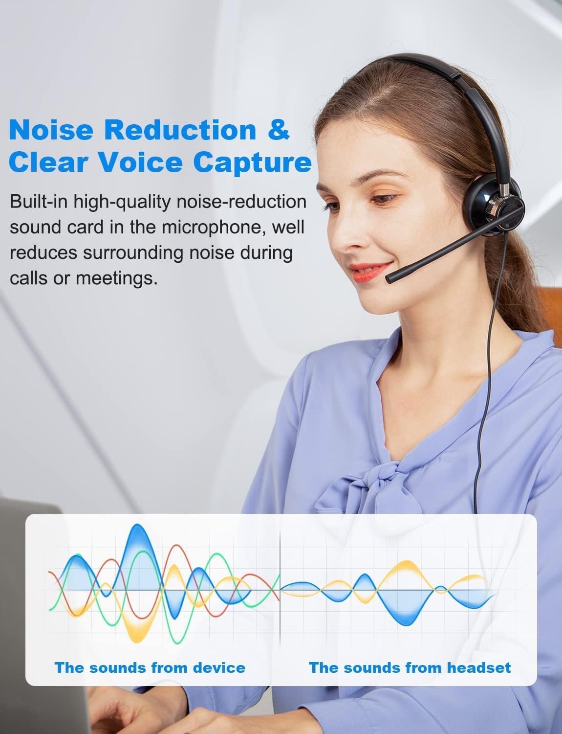 Cuffie PC New Bee Computer Headset con microfono Business Headset USB Type-C 3.5 mm per Call Center Office Telefonconferenze Skype Chat Webinar Presentazioni online