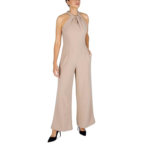 Julia Jordan Women's Sleeveless Knot Neck Wide Leg Jumpsuit, Elegant and Dress