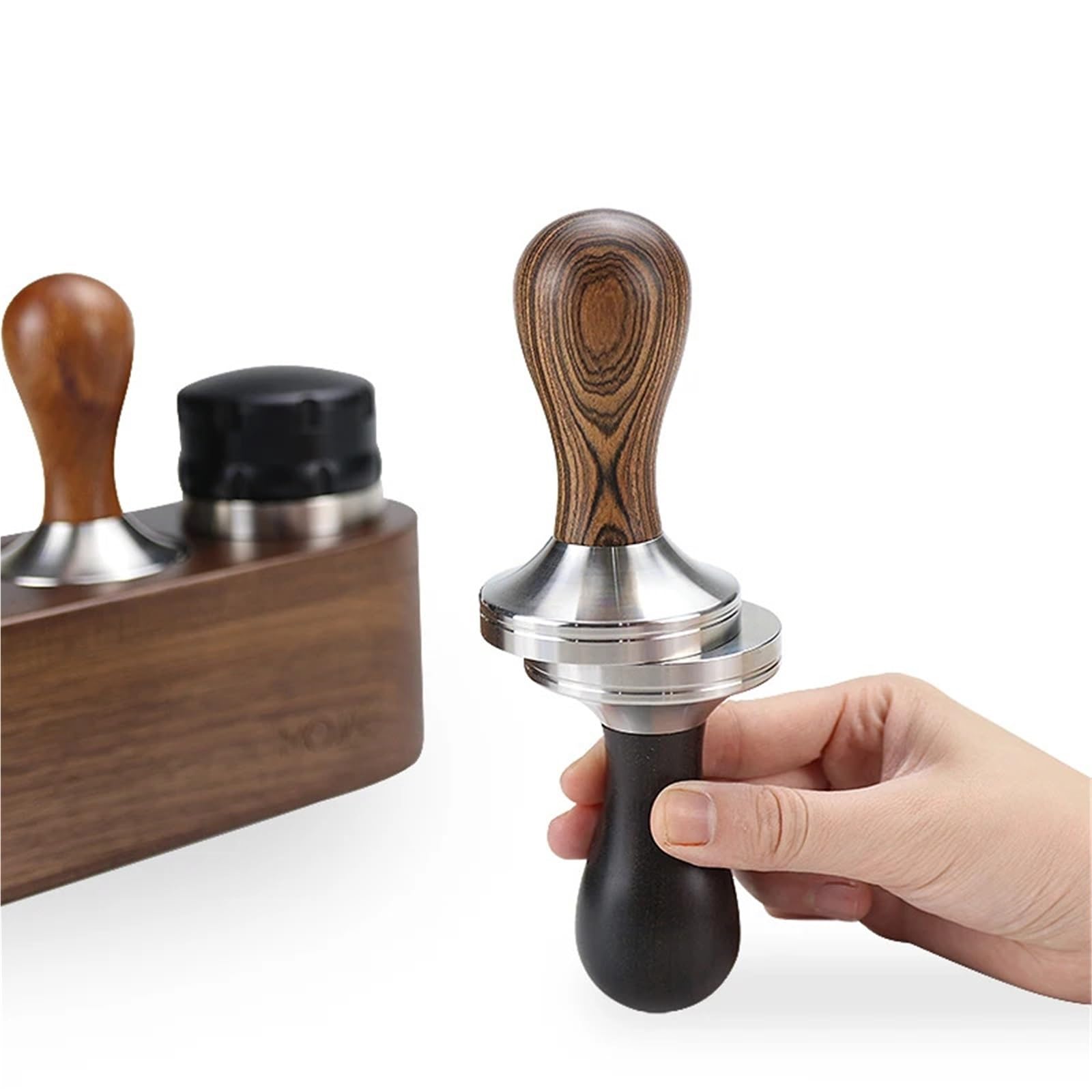 Mango Universal Base Café Tamper Universal 49mm-58,5mm Reemplazo De Barista De Acero Inoxidable(53mm,Dalbergia Odorifera)