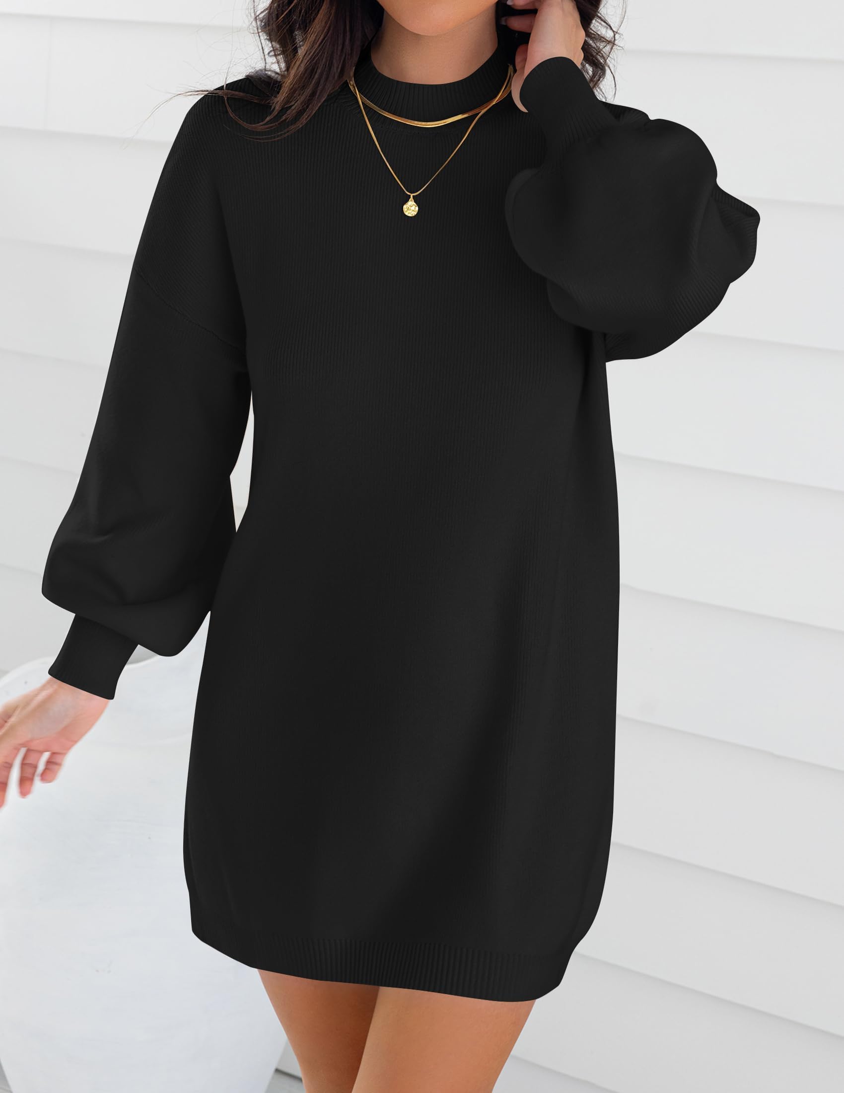 ZESICA Pull à col roulé pour Femme - Automne - Grandes Tailles - Manches Longues - Décontracté - en Tricot