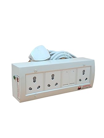 INDRICO 15 Amp Electric Extension Board for Heavy Duty with Individual Switches PVC White Pack of 1 (4 MM Cable 5000W, 1.5 M)