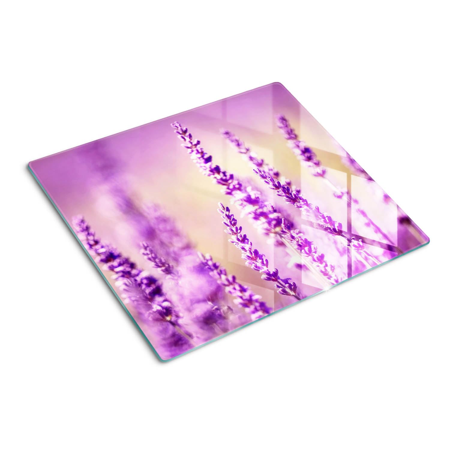 Planche de cuisine en verre motif lavande pour préparer vos repas de famille en toute sécurité