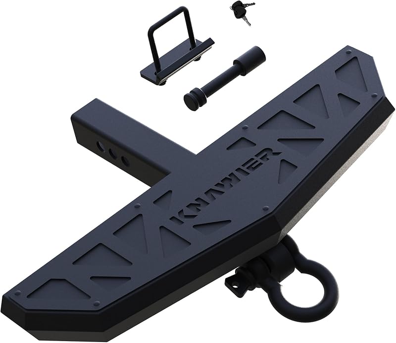 Hitch Step Compatible with SUV&Truck&Van with 2 Inch Hitch Receiver | Towing Rear Bumper Protector Guard,Step Bar,Textured Black Powder, Pin Lock,Stabilizer,Tow Hook