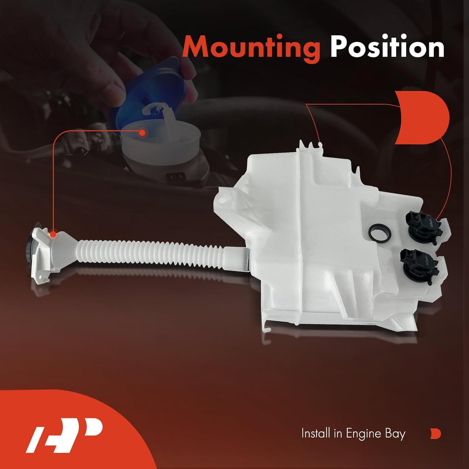 A-Premium Windshield Washer Reservoir Compatible with Select Toyota Models - RAV4 2006 2007 2008, with (Cap/Washer Pump/Hose/Filler Neck/Bracket)