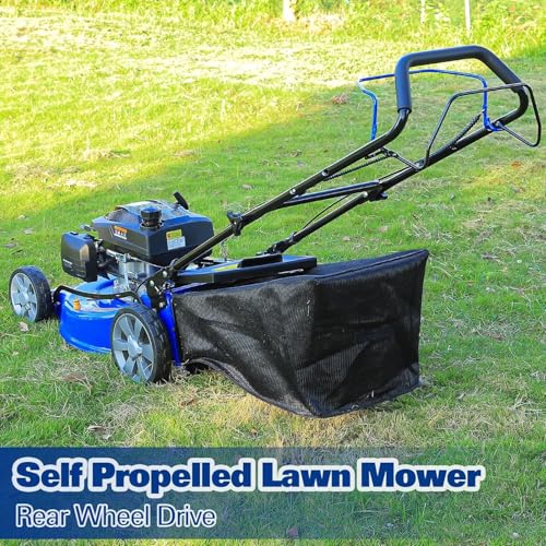 Image of BILT HARD 21 inch Self Propelled Gas Lawn Mower - Powered by a 201cc 4-Cycle OHV Engine, 3-in-1 Functions (Bagging, Mulching & Side Discharge), 8-Position Cutting Height Adjustment, and Easy Start.