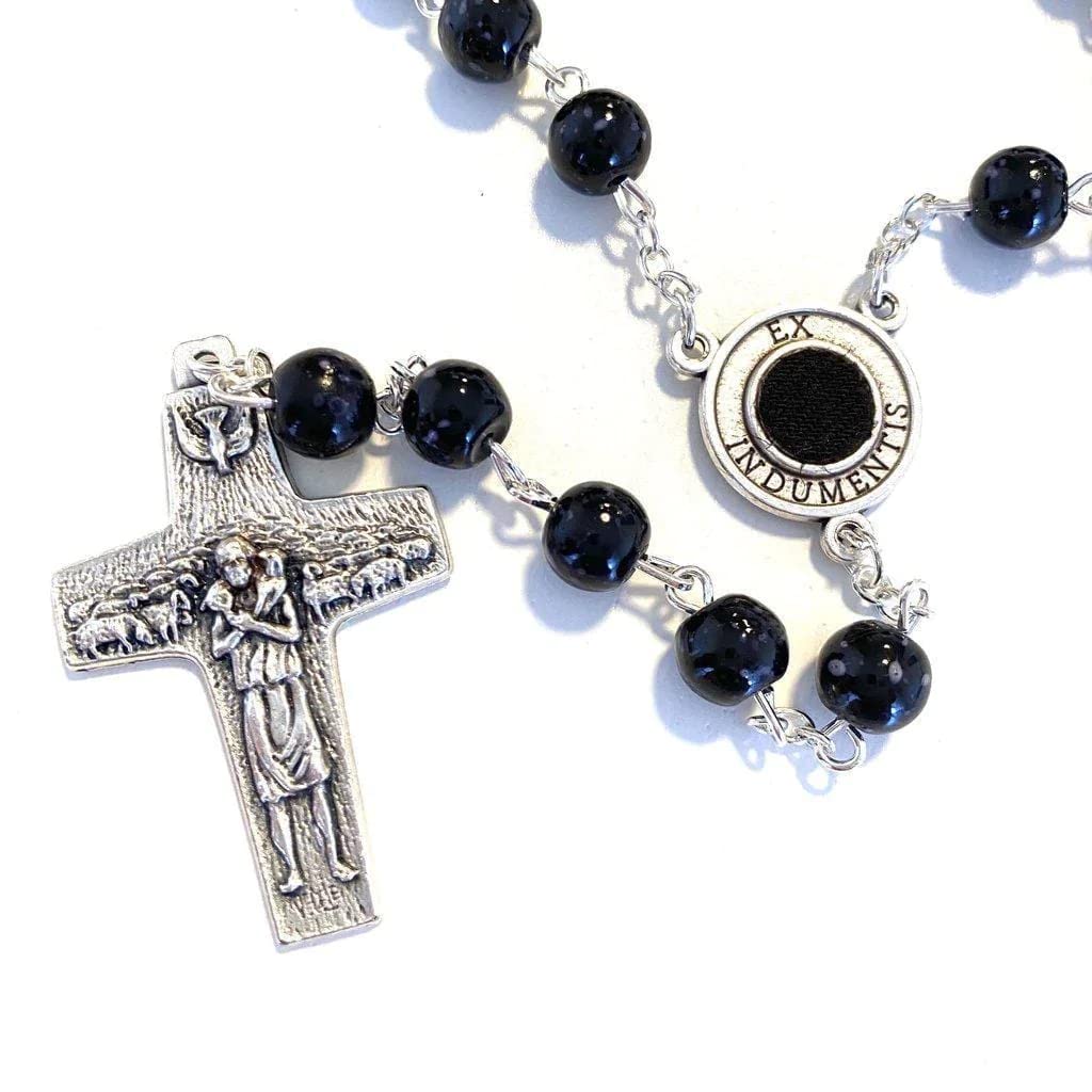 St Father Pio Blessed Rosary-Chain w/ 2nd Class Free Relic Padre Pio