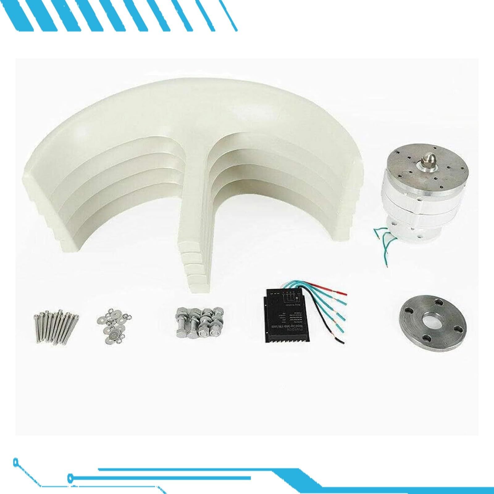 Generador de Turbina Eólica Vertical Sin Ruido de 16000W Aerogeneradores 12V 24V 48V Kit De Generador de Turbina Eólica Vertical Portátil con Controlador para Uso Doméstico Residencial(White,24V)