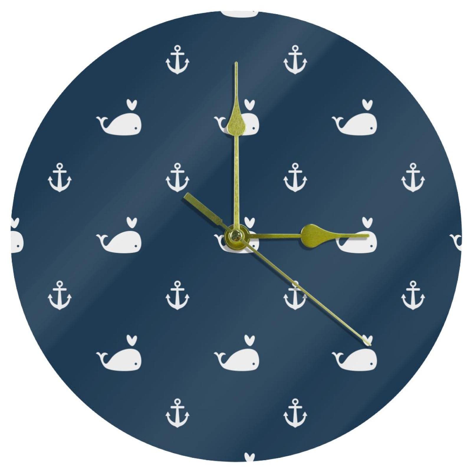 Horloge murale baleine et cœur 24 cm | Silencieuse pour chambre