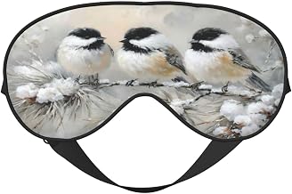 Vintage Three Bird Perched On Pine Branches Sleep Mask Eye Mask with Adjustable Strap, Eye Sleep Shade Cover Blocks Light for Women Men Airplane Travel Nap Meditation