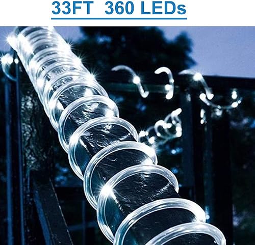 Miniatura 4 de Cuerda de luces LED de 33 pies32.8ft, 360 LED, blanco frío, impermeable, tubo de luz transparente para interiores y exteriores, enchufe de 110 V,
