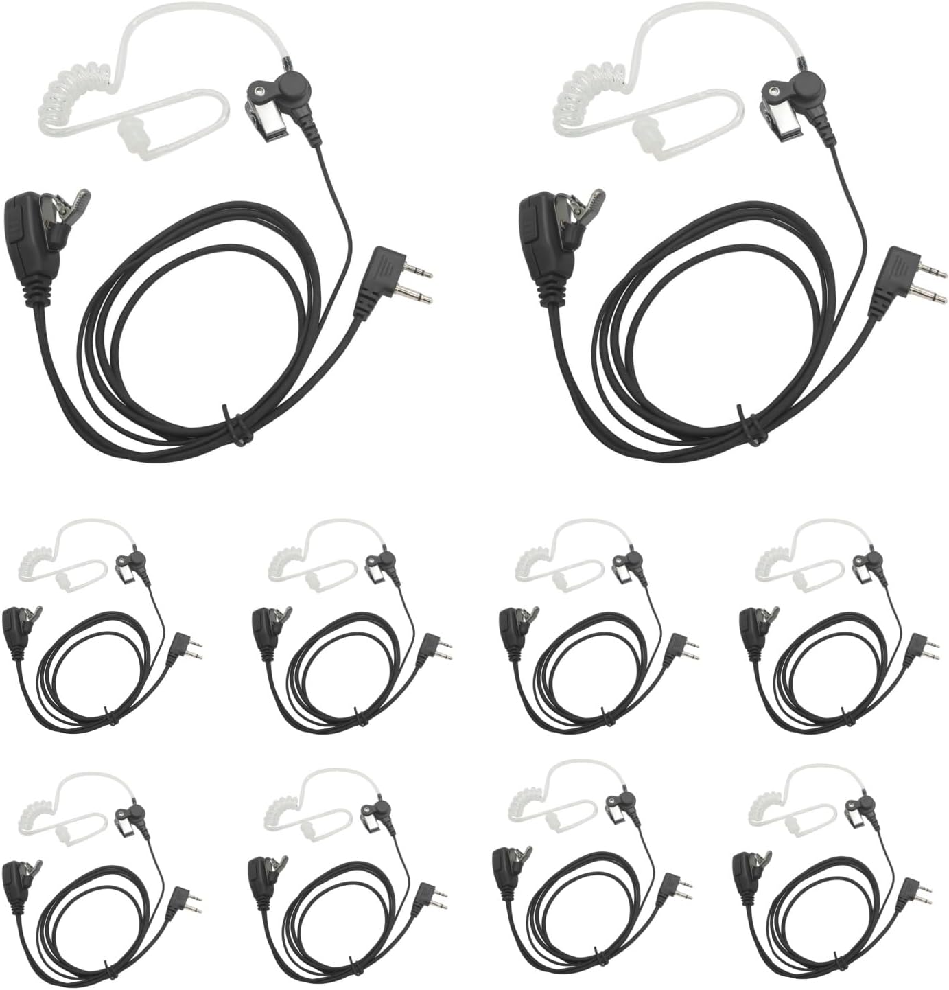 Walkie Talkie Earpiece Ptt Mic Headset Earphone Ear Piece Headphone Compatible for Midland 2 Pin Radios gxt x-tra Xtra Talker gmrs GTX 1000 1000g 1050 gxt1000vp4(10Pack) (G-Shaped Style)