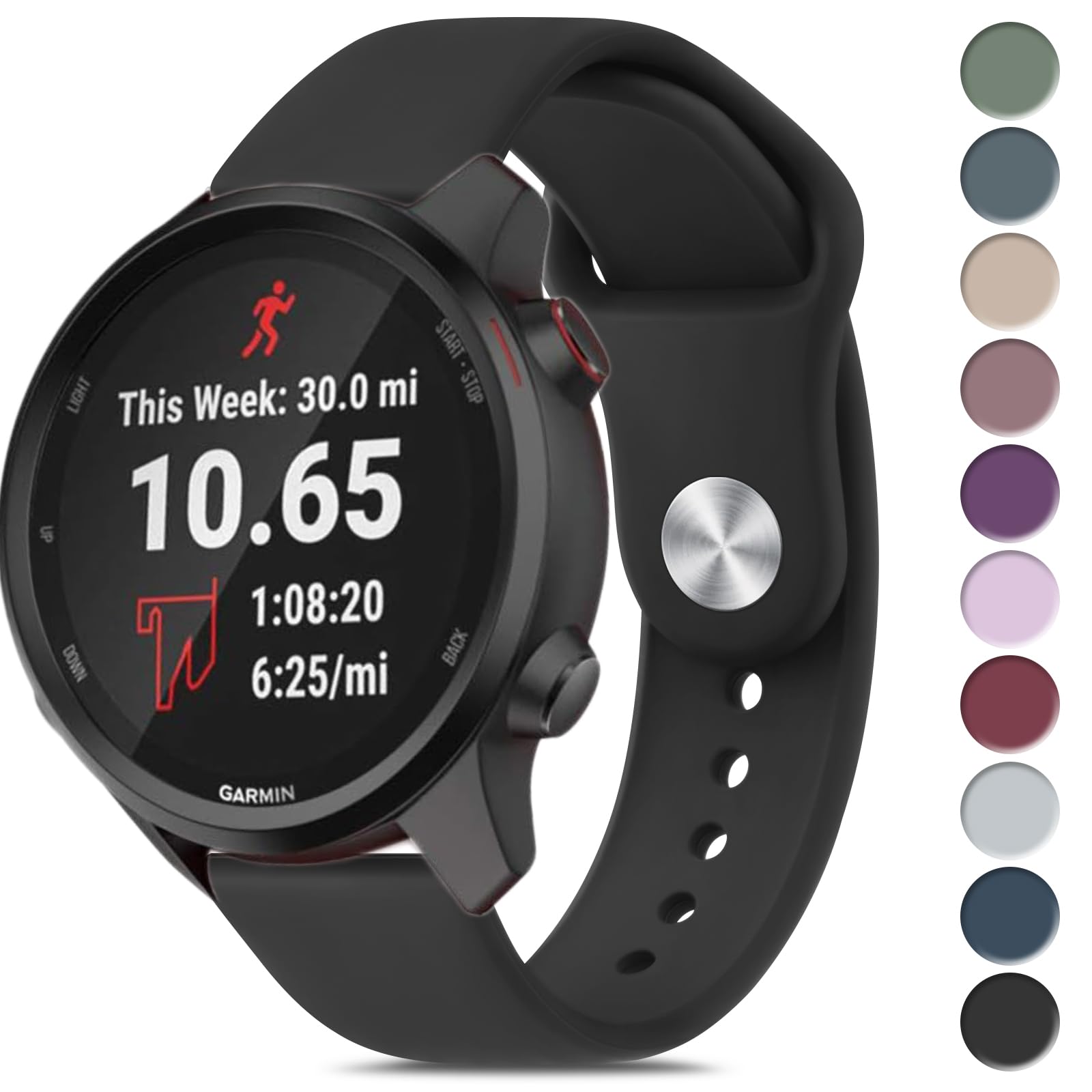 Strap for Garmin Forerunner 245/645 /55 Music Watch Band, 20mm Silicone  Quick Release Replacement Band for Garmin Forerunner 55/245/645/645 Music