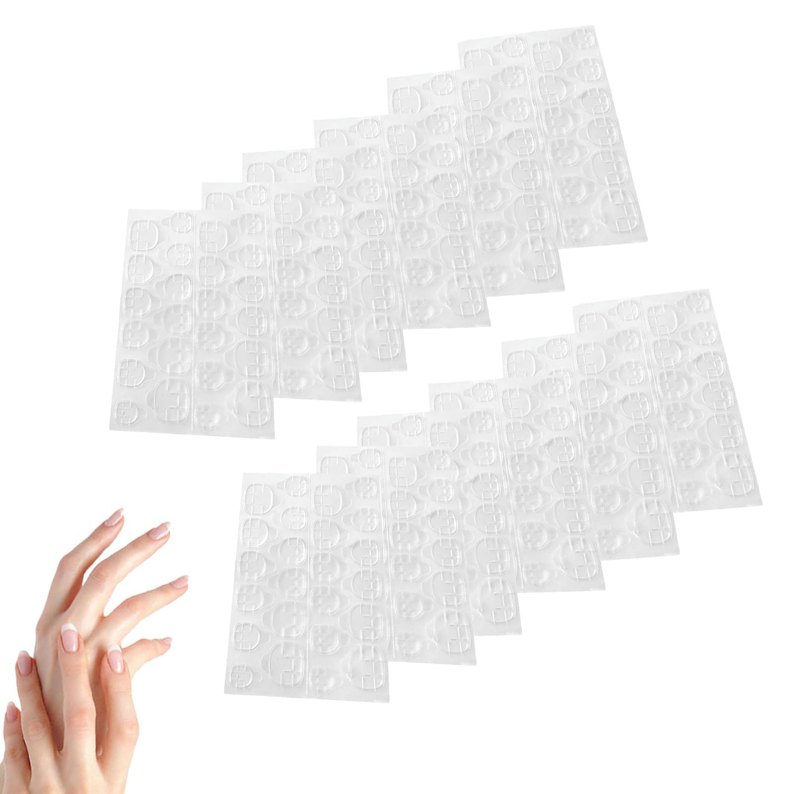 Duomama 288pcs (12 Sheets) Double-Sided Nail Jelly Stickers – Adhesive Tabs for Waterproof, Breathable, Super Sticky Fake Nail Glue – Transparent and Flexible Manicure Solution