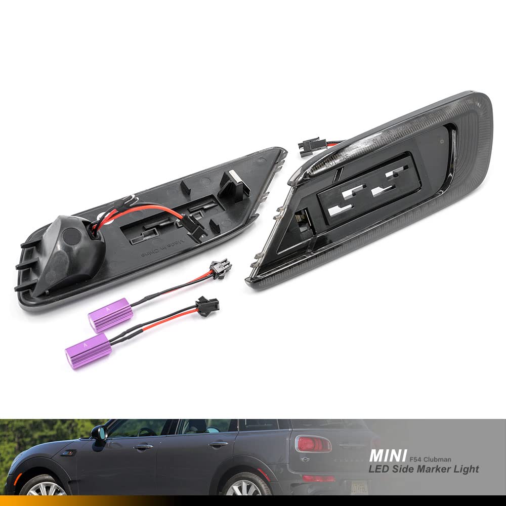 Kierunkowskazy boczne LED Repeater Marker Light dla 2016-2021 dla Mini Clubman F54 One Cooper S D Sd All4 Steptronic do Jcw Amber Dynamic Led Turn Signal Lamp 2 szt. Soczewka dymna