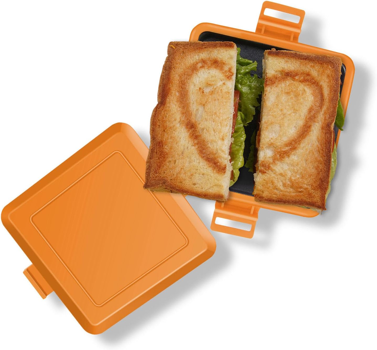 Microwave Toastie Maker, Silicone Microwave Toaster Sand with Maker with Heart Pattern, Microwave Sandwich Maker Panini Press, Grilled Cheese Maker, for Cooking Breakfast (Orange)