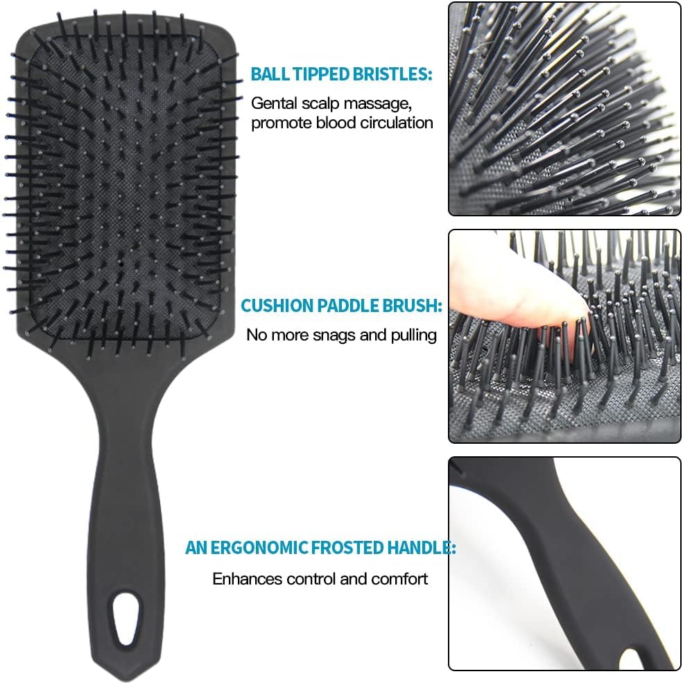 Miniatura 4 de Aozzy Juego de 9 cepillos de pelo rizado, cepillos para el cabello para mujeres, cepillo redondo para secar con soplado, cepillo de pala, apto para