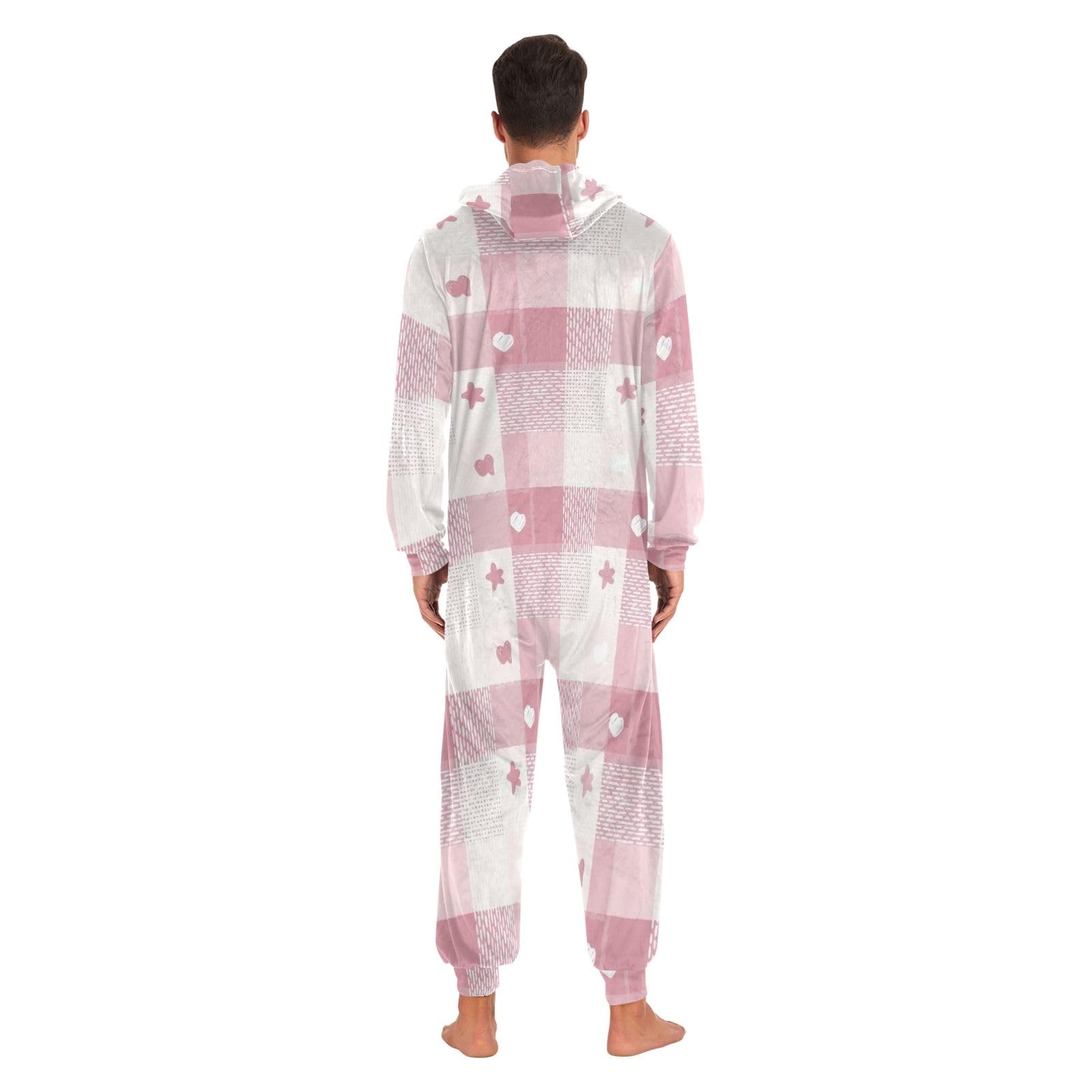 Pigiama a tutina per adulti rosa bianco, tuta in morbido velluto di cristallo, biancheria da notte invernale unisex per vacanze invernali