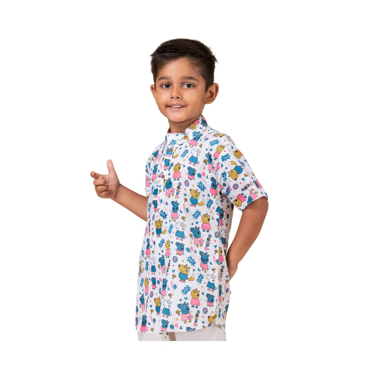 PEKABU Kids Cotton Kurta Shirt for Boys – Lightweight Casual Summer Wear for Baby Boys, Festivals & More (Peppa, 2-3 Years) - Image 3 thumbnail
