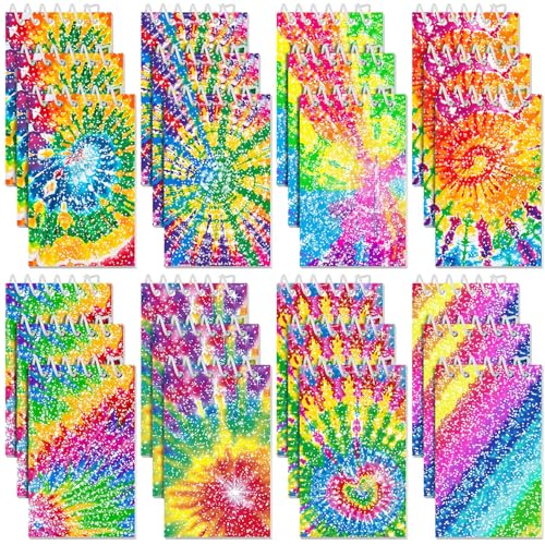 Image of Glenmal 24 Pcs Mini Notepads for Kids Party Favors Mini Tie Dye Note Pads Glitter Colorful Little Pocket Notepads for Girls Gift Classroom Rewards 20 Pages Each (Multicolor)