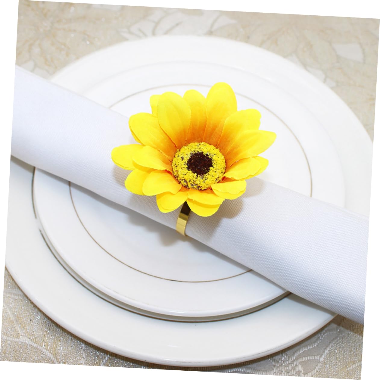 Alipis 5 Set Portatovagliolo Portatovaglioli Girasole Porta Tovagliolo Da Pranzo Moderno Porta Portatovaglioli Anelli Da Tovagliolo Da Tavolo Plastica Yellow 4 Pezzi*5