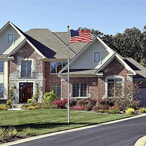 Orikua Flag Pole For Outside House,20Ft Telescopic Flag Pole Kit,Aluminum Heavy Duty Flagpole Outdoor In Ground,Portable Flag Pole With 3X5 Usa Flag For Yard,Rv,Beach,Residential Or Commercial(Silver) #TOP6