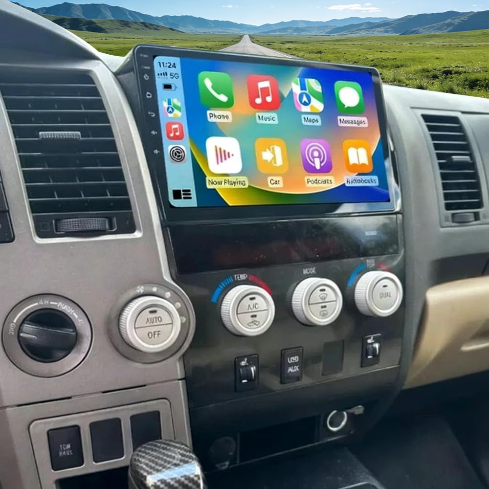 4+64G Double Din Radio for Toyota Tundra 2007-2013, 4 Core 10.1 Inch Android 14 Touch Screen Car Stereo for Sequoia 2008-2018 with Wireless Carplay Android Bluetooth GPS Backup Camera WiFi DSP SWC FM