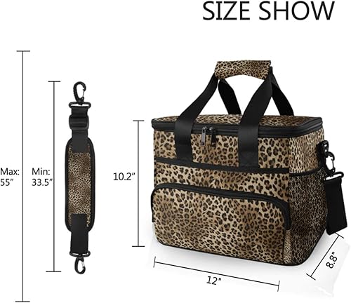 Miniatura 6 de Lonchera grande con estampado de piel de leopardo y animal, hielera aislada, reutilizable, bolsa de picnic de viaje, bolsa de hielo para mujeres y