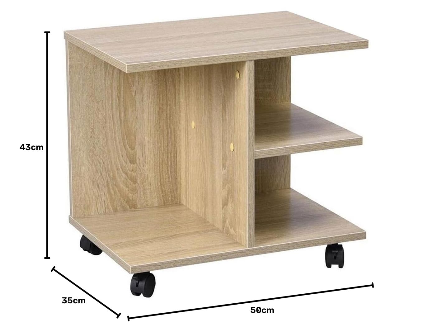 BAKAJI Mesa de café para salón multifunción Mesa sofá Porta TV revistas mesita de Noche con Ruedas de melamina Efecto Madera (Beige)