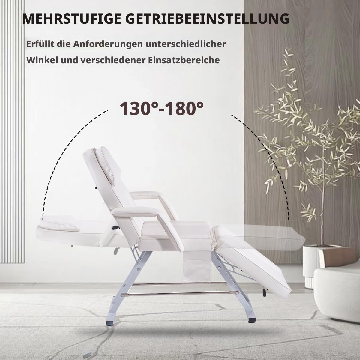 Verstellbares Schönheitsbett/Stuhl 3 Klappbetten Professionelle Tattoo Liegestühl SPA Bett Mit Abnehmbarer Kopfstütze Liege für Kosmetikstudio, Tattoo & Spa (Weiß)