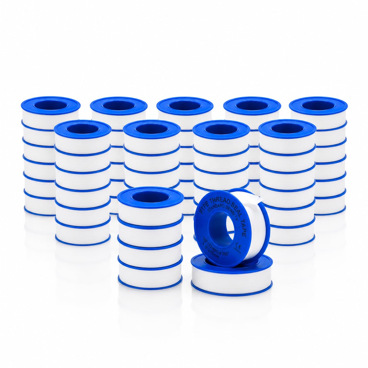 WOD PTFE-35S – Lot de 100 rouleaux de ruban d'étanchéité en téflon pour tuyau de plombier – 1,27 cm x 1,320 cm (boîte de 100 rouleaux) – Joint d'étanchéité anti-fuite pour conduites d'eau, gaz, huile