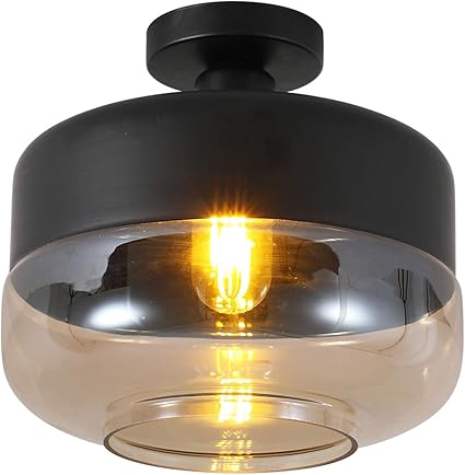 Amazon Hochan工業用天井照明器具 アンバーガラスシェード付きモダンなセミフラッシュマウント照明器具キッチンダイニングルームカフェバー ブラック Hochan ペンダントライト 通販 Amazon Hochan工業用天井照明器具 アンバーガラスシェード付きモダンなセミフラッシュマウント照明器具キッチンダイニングルームカフェバー ブラック Hochan ペンダントライト 通販