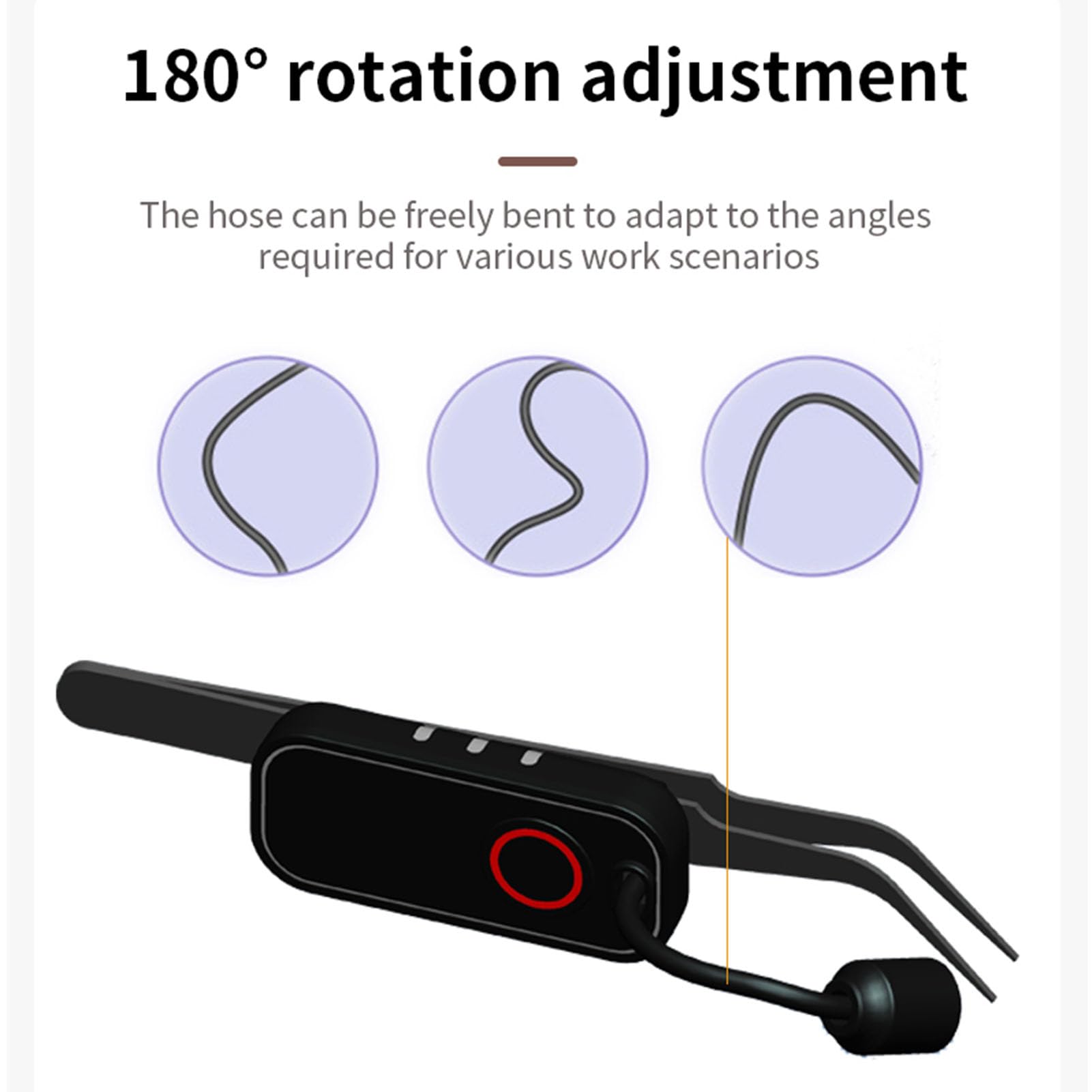 Lampe UV LED pour Extensions de Cils, Lampe à Durcissement Rapide 5 W 405 Nm pour Colle à Cils, Tête Rotative à 180 ° et Batterie Rechargeable, Lumière UV pour Cils